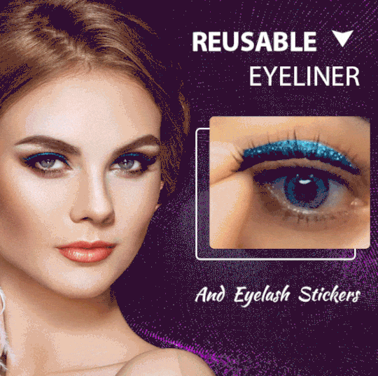 🎅Christmas Sale🎄3-in-1 Reusable Eyeliner and Eyelash Stickers with 7 Colors - 4 Pairs/Pack