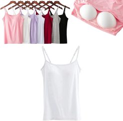 Comfitank - Women Tank Top with Built in Push Up Bra Cotton 2 in 1 Camisole  (XL, White+Gray)