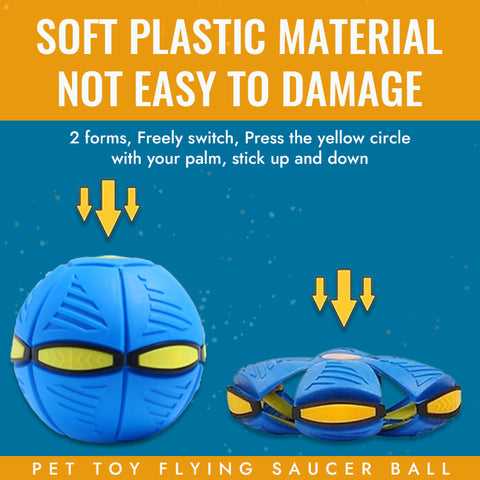 Owowpet Pet Toy Flying Saucer Ball - Durable, Non-toxic Material, Flashing Light, Versatile Design, Anti-slip Texture